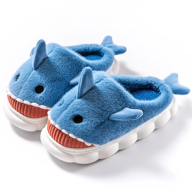 Shark Plush Slippers – Funny Fluffy Indoor Shoes, Warm and Cozy Winter Slippers