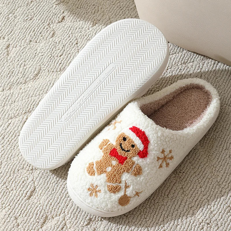 Christmas Plush Slippers – Cozy Reindeer Indoor Shoes, Warm and Fluffy Holiday Gift