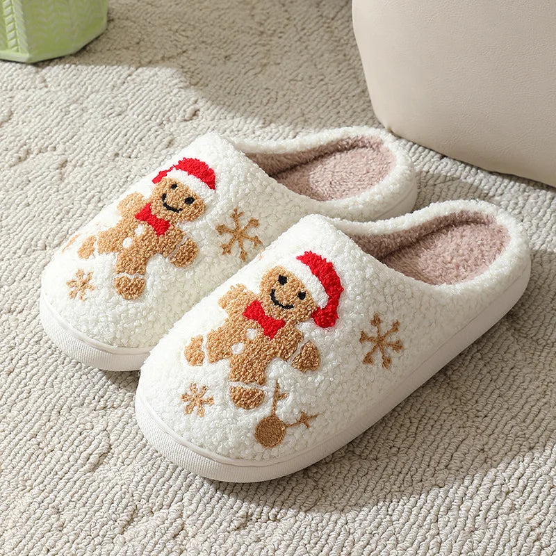 Christmas Plush Slippers – Cozy Reindeer Indoor Shoes, Warm and Fluffy Holiday Gift