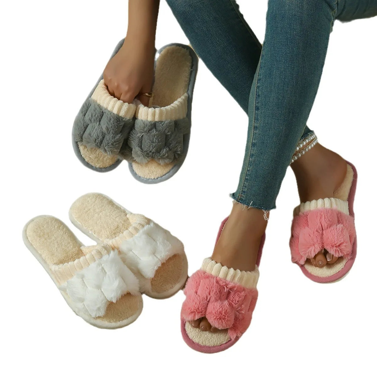 Fluffy Plush Slippers – Soft, Warm, and Cozy Indoor Slides for All Seasons