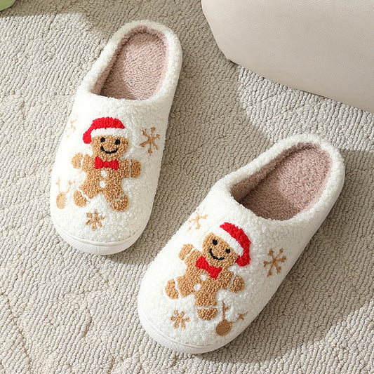 Christmas Plush Slippers – Cozy Reindeer Indoor Shoes, Warm and Fluffy Holiday Gift