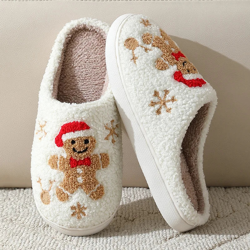 Christmas Plush Slippers – Cozy Reindeer Indoor Shoes, Warm and Fluffy Holiday Gift
