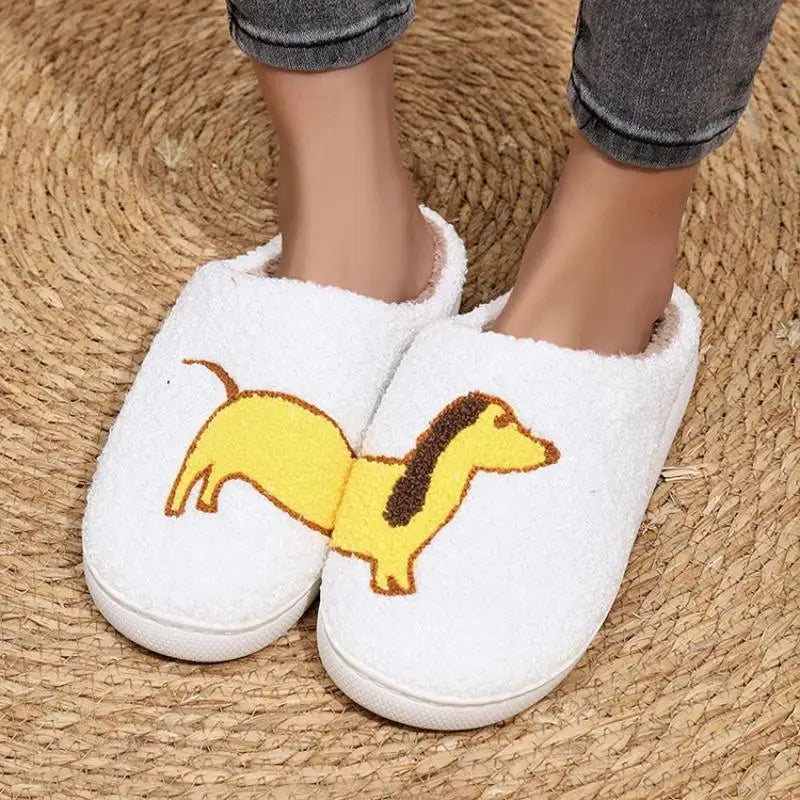 Cute Dog Plush Slippers – Warm & Cozy Winter House Shoes