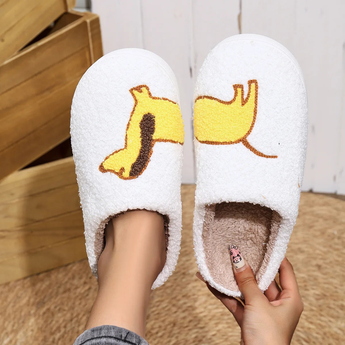 Cute Dog Plush Slippers – Warm & Cozy Winter House Shoes