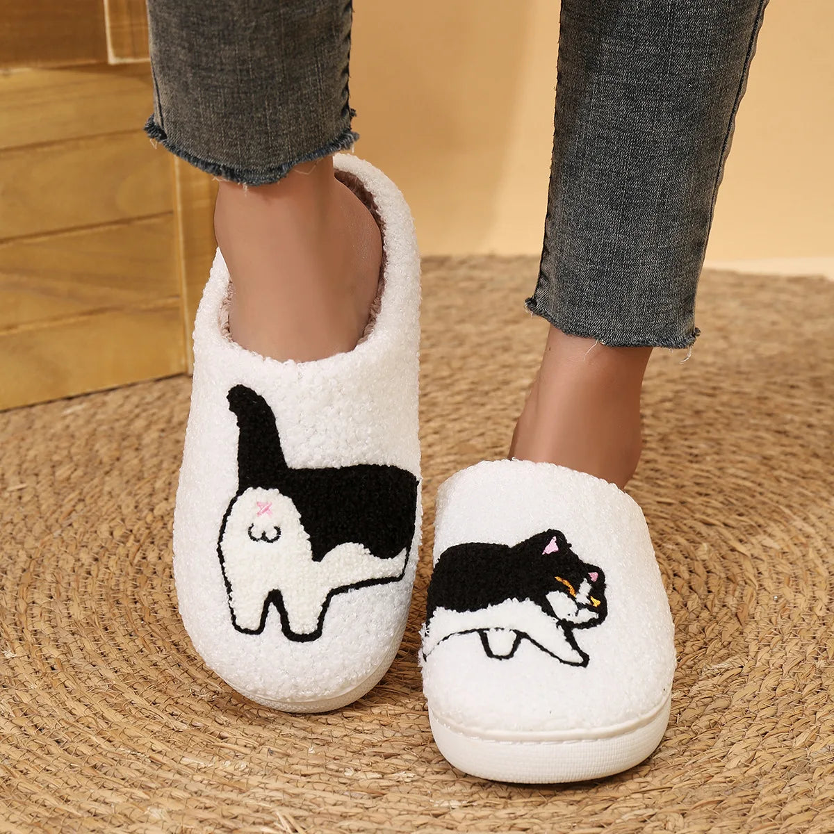 Cute Dog Plush Slippers – Warm & Cozy Winter House Shoes