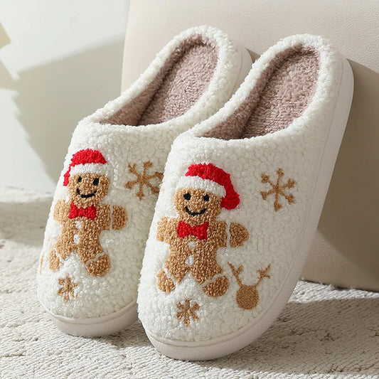 Christmas Plush Slippers – Cozy Reindeer Indoor Shoes, Warm and Fluffy Holiday Gift