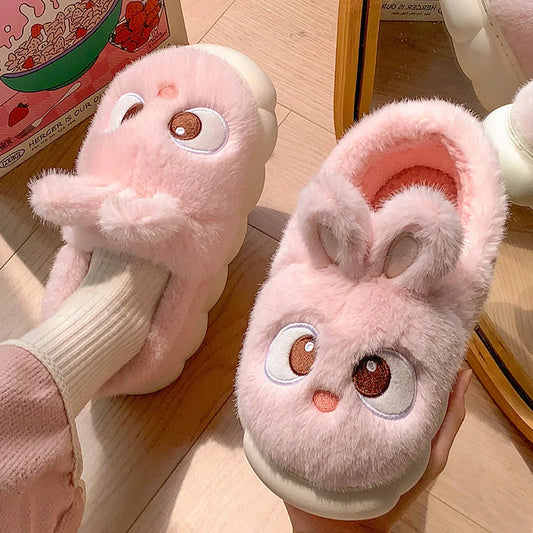 Bunny Plush Slippers – Cute Fluffy Indoor Shoes, Soft and Warm Winter Home Slippers
