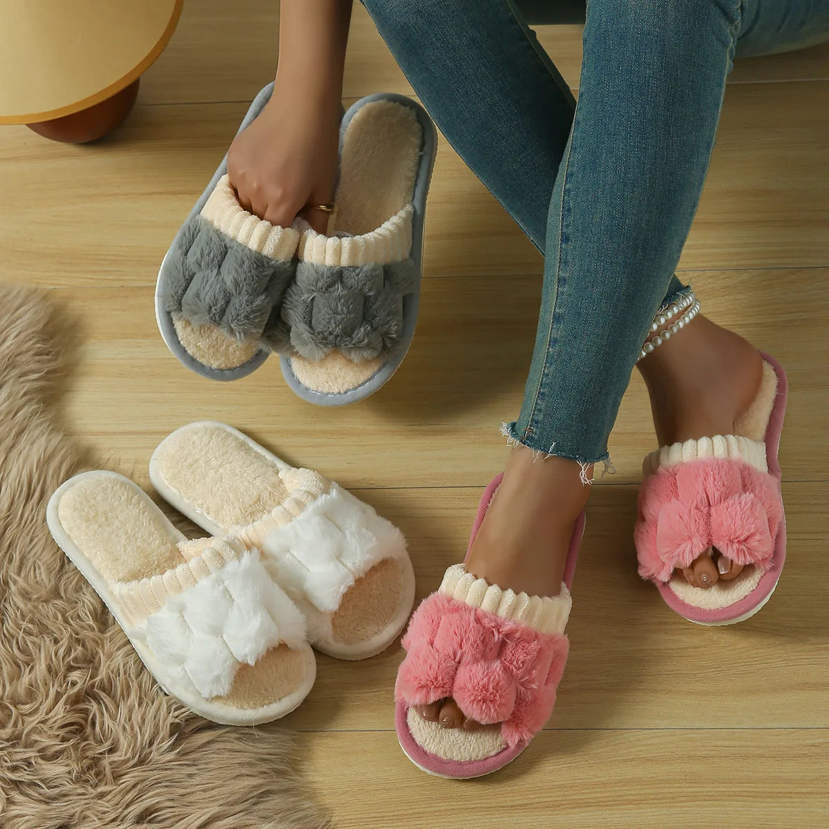 Fluffy Plush Slippers – Soft, Warm, and Cozy Indoor Slides for All Seasons