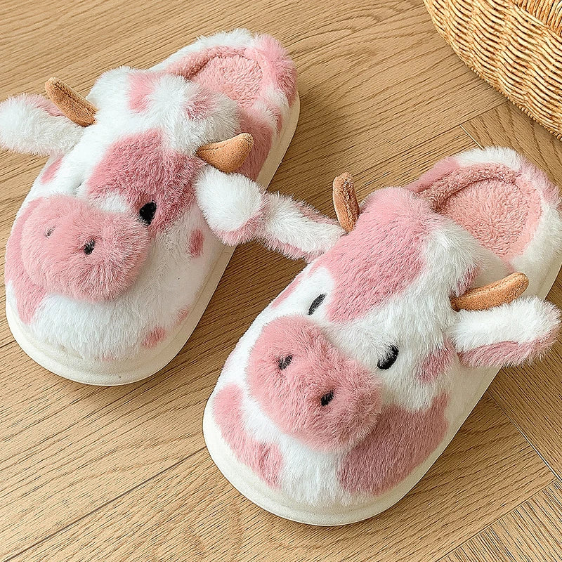 Cow Plush Slippers – Cute, Fluffy & Comfy