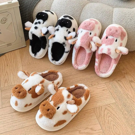 Cow Plush Slippers – Cute, Fluffy & Comfy